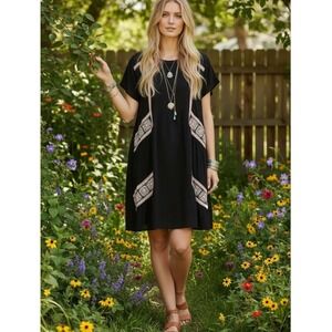 DAY Birger et Mikkelsen Women's Folk Embroidered Bohemian Dress 36 (S) Black